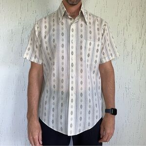 Kmart Men’s Vintage Short Sleeve Button Down Shirt Medium Natural